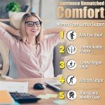 Allaboutsla Lumbar Support Pillow for Car, Comfy Memory Foam Back Support for Office Chair - Lumbar Pillow for Back Pain Relief, Back Support for Car-Office Chair, Wheelchair, Desk Chairs - Gray&Navy