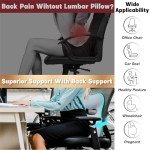 Allaboutsla Lumbar Support Pillow for Car, Comfy Memory Foam Back Support for Office Chair - Lumbar Pillow for Back Pain Relief, Back Support for Car-Office Chair, Wheelchair, Desk Chairs - Gray&Navy