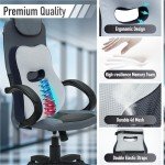 Allaboutsla Lumbar Support Pillow for Car, Comfy Memory Foam Back Support for Office Chair - Lumbar Pillow for Back Pain Relief, Back Support for Car-Office Chair, Wheelchair, Desk Chairs - Gray&Navy