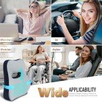 Allaboutsla Lumbar Support Pillow for Car, Comfy Memory Foam Back Support for Office Chair - Lumbar Pillow for Back Pain Relief, Back Support for Car-Office Chair, Wheelchair, Desk Chairs - Gray&Navy