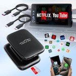 3 in 1 Wireless Carplay, Wireless Carplay and Android Auto with Built in Netflix YouTube Support TF Card, Video Box Plug & Play, Dongle for Factory Wired CarPlay Cars from 2015& iOS10+