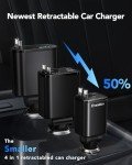 [2025 Ultra-Compact] Retractable Car Charger 4 in 1, 69W Car Phone Charger Compatible with iPhone 16 Car Charger Fast Charging, Car Accessories, Car Charger Adapter for iPhone 16/15/14/13/Galaxy