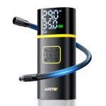 AUXITO Tire Inflator Portable Air Compressor - 150PSI 1Min Fast Inflate Air Pump for Car Tires with Tire Pressure Gauge, LED Flashlight, Portable Tire Inflatores for Car, Sedan, Motorcycle, Bike, Ball