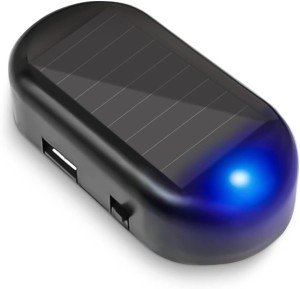 Shudyear Car Solar Power Simulated Dummy Alarm， Anti-Theft LED Flashing Security Light Fake lamp， with USB Charger Port， car Security Accessories Universal for Most Cars(Blue)