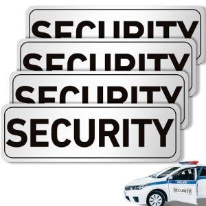 Skyygemm 4 Pcs Security Car Magnetic Signs Reflective Security Heavy Duty Signs for Vehicles Magnetic Truck Waterproof Officers Decals for Patrol(White with Black Border)