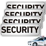 Skyygemm 4 Pcs Security Car Magnetic Signs Reflective Security Heavy Duty Signs for Vehicles Magnetic Truck Waterproof Officers Decals for Patrol(White with Black Border)