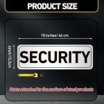 Skyygemm 4 Pcs Security Car Magnetic Signs Reflective Security Heavy Duty Signs for Vehicles Magnetic Truck Waterproof Officers Decals for Patrol(White with Black Border)