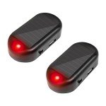 2PCS Car Solar Power Simulated Dummy Alarm, Anti-Theft LED Flashing Security Light Fake Lamp, Auto Warning Interior Safety Lights with USB Charger Port, Car Accessories for Most Cars (Red/2PCS)