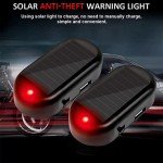 2PCS Car Solar Power Simulated Dummy Alarm, Anti-Theft LED Flashing Security Light Fake Lamp, Auto Warning Interior Safety Lights with USB Charger Port, Car Accessories for Most Cars (Red/2PCS)