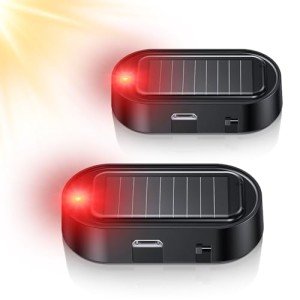Car Solar Power Simulated Dummy Alarm, Car Security Anti-Theft LED Flashing Fake Lamp with Light Sensor, Vehicle Alarm Light for SUV, RV, Truck
