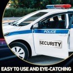 Skyygemm 4 Pcs Security Car Magnetic Signs Reflective Security Heavy Duty Signs for Vehicles Magnetic Truck Waterproof Officers Decals for Patrol(White with Black Border)