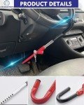Steering Wheel Lock Anti-Theft Car Device, Dodomes Steering Wheel Pedal Brake Lock Retractable Hook Car Security Products Universal Fit Red