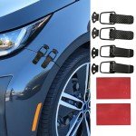 RGOAANC 4PCS Car Bumper Clip Hasp, Bumper Holder Clips, Durable Auto Bumper Security Hook Lock Clips, Car Accessories Front Rear Bumper Fastener Kit Universal for Car (Black+Carbon Fiber, Large)