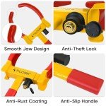 TICONN Universal Wheel Lock, Heavy Duty Tire Lock, Automobile Security Anti Theft Clamp Lock for Car Trailer SUV Motorcycle with 3 Keys (Yellow)