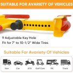 TICONN Universal Wheel Lock, Heavy Duty Tire Lock, Automobile Security Anti Theft Clamp Lock for Car Trailer SUV Motorcycle with 3 Keys (Yellow)