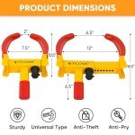 TICONN Universal Wheel Lock, Heavy Duty Tire Lock, Automobile Security Anti Theft Clamp Lock for Car Trailer SUV Motorcycle with 3 Keys (Yellow)