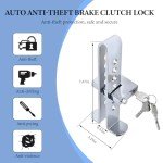 DXNQ General Car Anti-Theft Brake Clutch Lock, Portable 8 Holes Brake Pedal Lock with 3 Keys, Stainless Steel Auto Clutch Vehicle Security Protection Safety Lock, Car Accessories