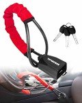 Tevlaphee Steering Wheel Lock Seat Belt Lock Universal Anti Theft Device Car Lock Theft Prevention with 3 Keys for Car Security Fit Most Vehicles Truck SUV Van(Red)