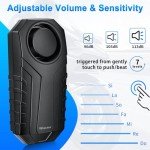 WSDCAM 113dB Loud Anti Theft Vibration Sensor Alarm Systems for Electric Bike Motorcycle Golf Car Trailer Mailbox Garage Door Waterproof Home Security Bike Accessories Bike Alarm with Remote