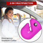Swiss Safe Durable 5-1 Car Safety Hammer Car Window Breaker Breaker Tool w/Seatbelt Cutter - Emergency Escape Glass Hammer for Car - Truck, Car Safety Essentials & Accessories - Pink, 2 Pack