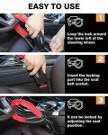 Tevlaphee Steering Wheel Lock Seat Belt Lock Universal Anti Theft Device Car Lock Theft Prevention with 3 Keys for Car Security Fit Most Vehicles Truck SUV Van(Red)