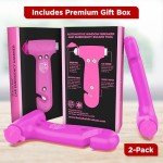 Swiss Safe Durable 5-1 Car Safety Hammer Car Window Breaker Breaker Tool w/Seatbelt Cutter - Emergency Escape Glass Hammer for Car - Truck, Car Safety Essentials & Accessories - Pink, 2 Pack