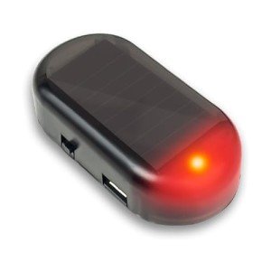 hautllaif Anti-Theft LED Flashing Security Light Fake lamp，Car Solar Power Simulated Dummy Alarm，with USB Charger Port，car Security Accessories Universal for Most Cars (Red)