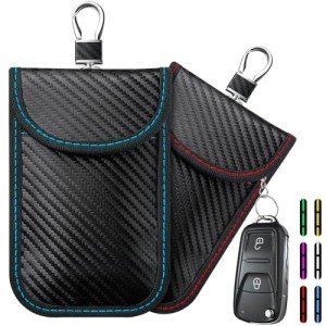 Faraday Bag Key Protector, 2 Pack Signal Blocking RFID Key Fob Protector Pouch, Anti-Theft Car Security Cage