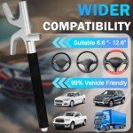 MONOJOY Steering Wheel Lock Universal Security Car Locks with Safety Hammer Heavy Duty Carro Wheel Locks Retractable Anti-Theft Prevention Device for Truck|SUV|Van Accessories, Black