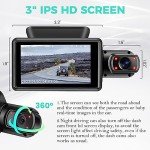 Dual Dash Camera for Cars, Dash Cam Front and Inside, 1440P Dashcam Front + 720P Inside Car Camera, 3'' Car Monitor with 32G SD Card, Night Vision G-Sensor Loop Recording Essential Car Accessories