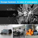 MONOJOY Steering Wheel Lock Universal Security Car Locks with Safety Hammer Heavy Duty Carro Wheel Locks Retractable Anti-Theft Prevention Device for Truck|SUV|Van Accessories, Black