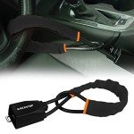 KAYCENTOP Car Steering Wheel Lock, Seat Belt Lock, Anti-Theft Device, Max 17 Inch Length, Small and Light-Weight, Multi-Functional, Fit Most Vehicle, SUV, Golf Cart Security (Black)
