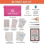 THINKWORK Car Emergency Kit for Teen Girl and Lady's Gifts, Pink Emergency Roadside Assistance kit with 10FT Jumper, First Aid Kit, Safety Hammer, Tow Rope, and More Ideal Pink Car Accessories Tool