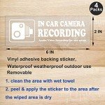 None Brand 4 Pcs Waterproof Vinyl Camera Recording Window Stickers, White 2 x 6 inch, for Rideshare, Van, Truck, Taxi, Maxi Cab, Bus, Coach Drivers