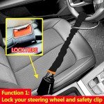 KAYCENTOP Car Steering Wheel Lock, Seat Belt Lock, Anti-Theft Device, Max 17 Inch Length, Small and Light-Weight, Multi-Functional, Fit Most Vehicle, SUV, Golf Cart Security (Black)