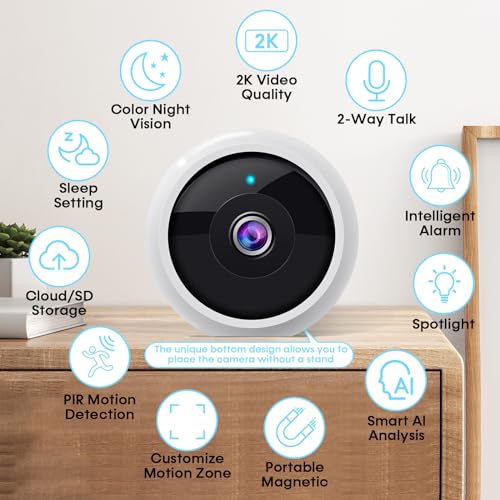 AMTIFO Wireless Home Security Camera - 2K, Portable