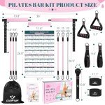Portable Pilates Bar Kit with Resistance Bands - Pink