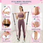 Portable Pilates Bar Kit with Resistance Bands - Pink