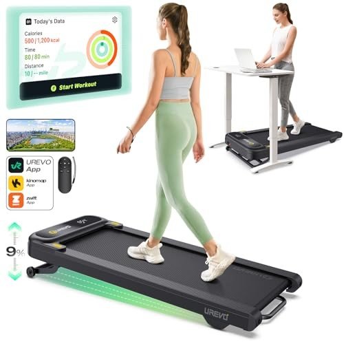 UREVO Under Desk Walking Pad Treadmill with Incline