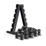 Premium Hex Dumbbell Set with A-Frame Rack