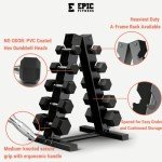Premium Hex Dumbbell Set with A-Frame Rack