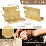 Bamboo Nightstand Organizer with 4 Wireless Chargers