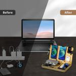 Bamboo Nightstand Organizer with 4 Wireless Chargers