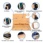 Bamboo Nightstand Organizer with 4 Wireless Chargers