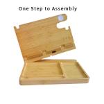 Bamboo Nightstand Organizer with 4 Wireless Chargers