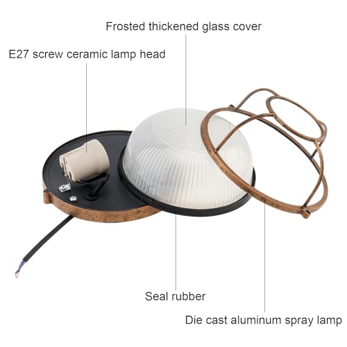 7-Inch Antique Copper Sauna Light Fixture