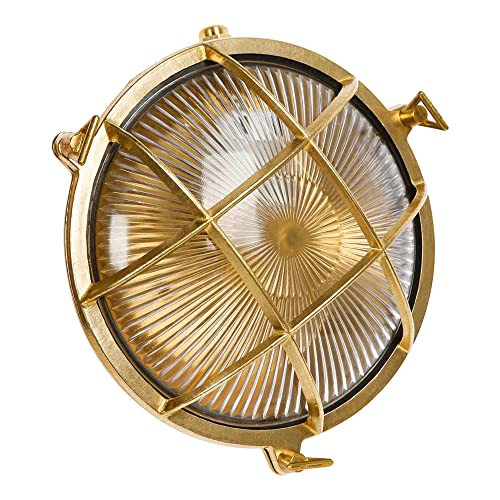Brass Nautical Wall Light for Saunas and Outdoors