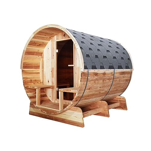 8-Person Cedar Wet/Dry Barrel Sauna with Canopy