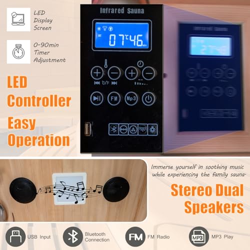 1-Person Low EMF Infrared Sauna with Bluetooth Speakers