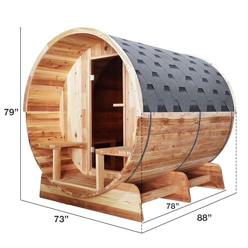 8-Person Cedar Wet/Dry Barrel Sauna with Canopy